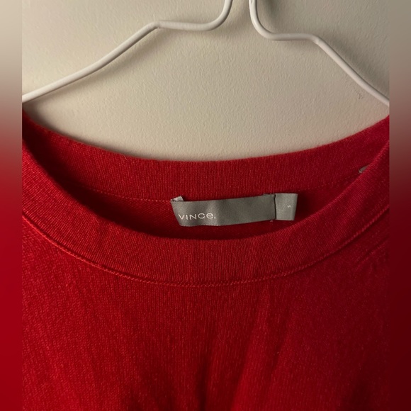 Vince Red Puffed Sleeve Crewneck Cozy Size S - Picture 2 of 8